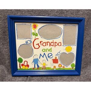 Grandpa and Me Collage Pictue Frame Abbey Press 11"x9.5" Blue Kid Vintage 1997
